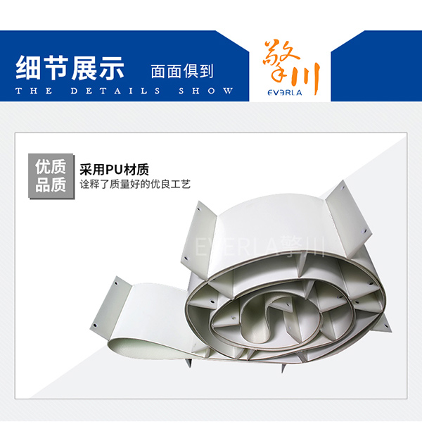 食品行业皮带_PU白色挡板打孔输送带